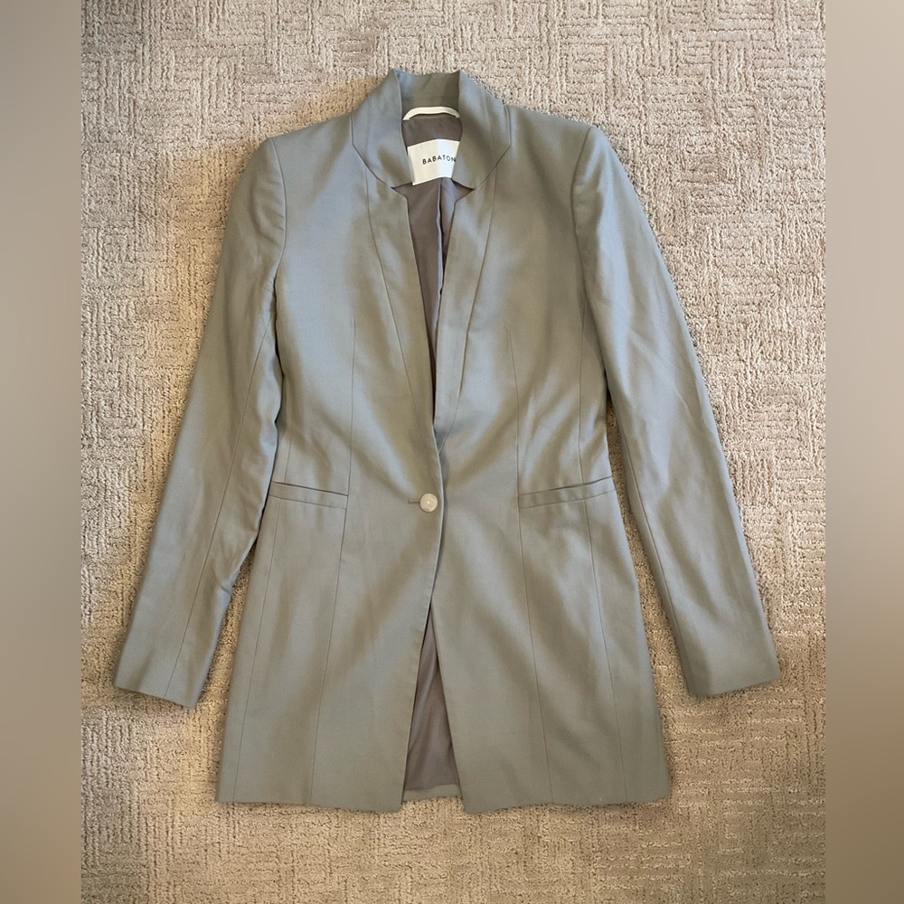 💚🩶 Aritzia Babaton Wool Blazer Sage Green Blazer Sz 0 EUC Minimalist Office